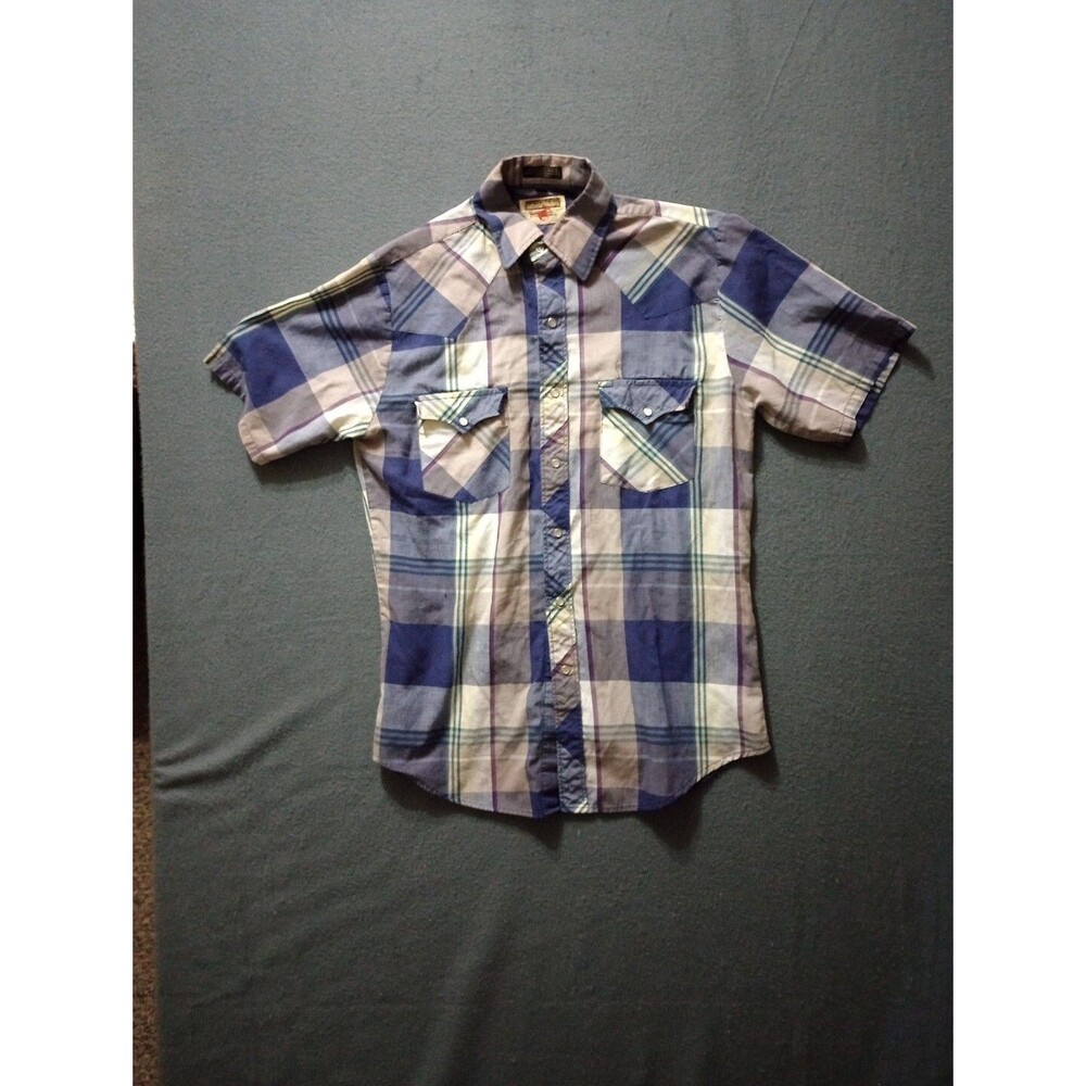 Authentic Western Youngbloods Short Sleeved Shirt Pearl Snap Men's Size Small
